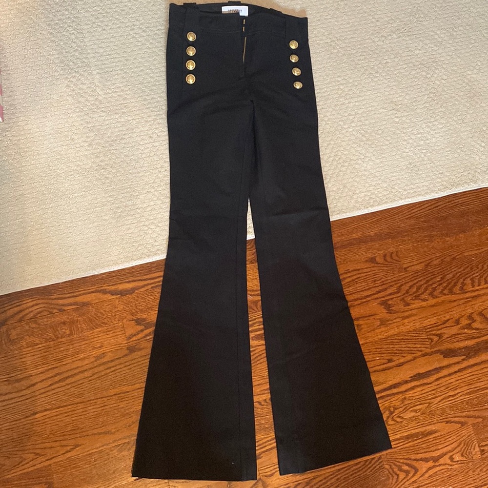 Derek Lam Crosby Marine robertson black pants gold buttons size 2